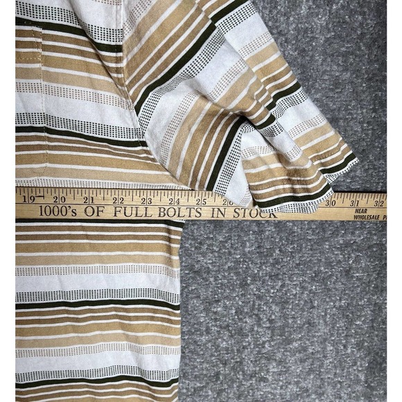 Trust Linen Rayon Short Sleeve Striped Button Up Shirt Mens Size XL Chest Pocket - Picture 5 of 6